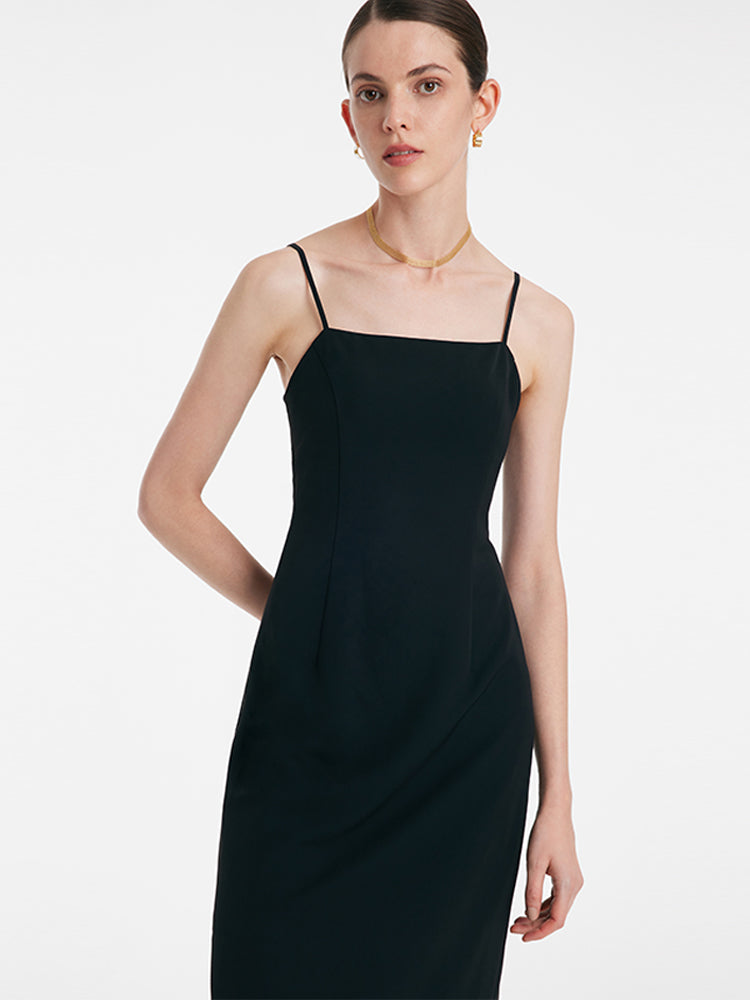 Back Twisted Spaghetti Strap Dress With Detachable Bra Pads – GOELIA