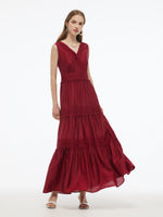 Tencel Lace Trim Women Maxi Vest Dress GOELIA