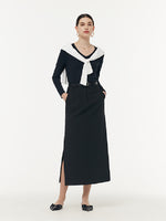 Two-pack (Black & White) Modal V-Neck Long Sleeve Top GOELIA