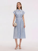 Tencel Blend Women Midi Shirt Dress With Slip GOELIA