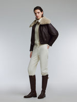 [Preview] Coated Goose Down Jacket With Detachable Shearling Collar GOELIA