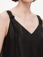 12MM Gambiered Canton Gauze Women V-Neck Sleeveless Maxi Dress GOELIA