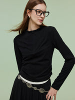 Tencel Blend Half-Zip Women Knit Top And Skirt Two-Piece Set GOELIA