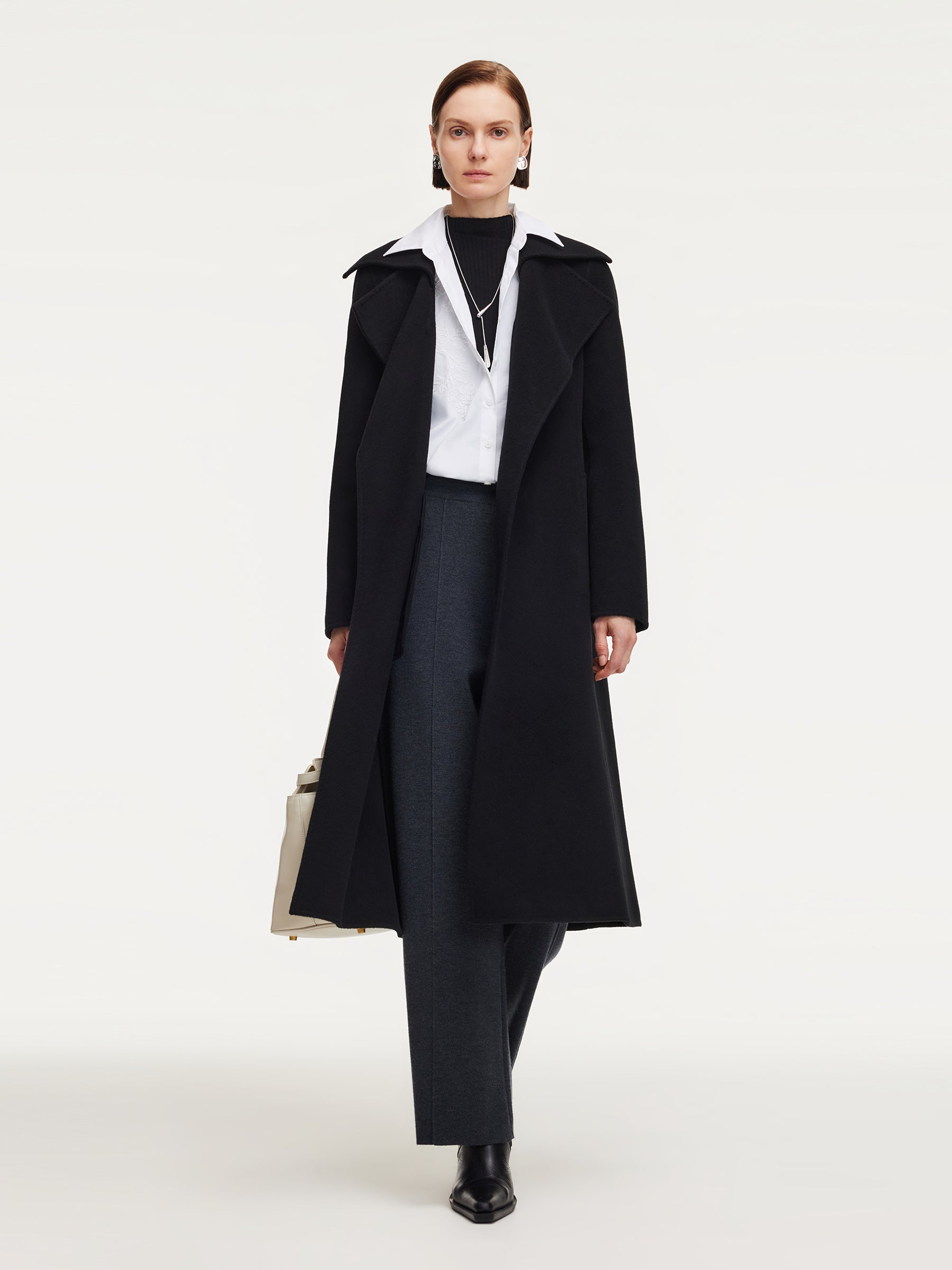 Cashmere Wool Blend Double-Faced Women Wrap Overcoat GOELIA