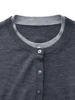 100% Machine Washable Wool Faux-Layered Women Cardigan GOELIA