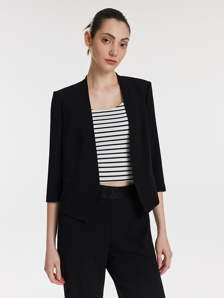 Triacetate 3/4 Sleeves Women Crop Blazer GOELIA