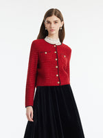 Wool-Blend Sequins Knitted Women Cardigan GOELIA