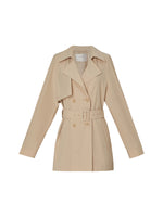 Worsted Wool Blend Women Mid Length Wrap Trench Coat GOELIA