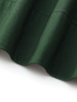 Dark Green Gathered Waist Women Maxi Shirt Dress GOELIA