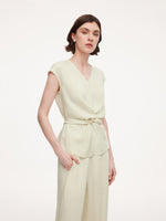 100% Acetate Back Tie Women Cap Sleeve Top GOELIA