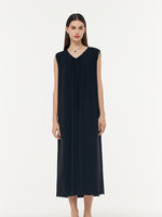 Tencel Knit Women Sleeveless Midi Dress With Leather Belt GOELIA