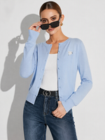 100% Wool Sheep Embroidered Women Cardigan GOELIA