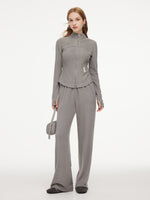 [Preview] Double-Brushed Stretch Zip Jacket And Pants Two-Piece Set GOELIA