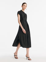 18 Momme Xiang Yun Silk Slit Cheongsam Women Qipao Maxi Dress With Belt GOELIA