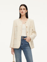 Wool Blend Tweed Braided Trim Women Jacket GOELIA