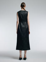 19MM Gambiered Canton Gauze Women Jacquard Cowl Neck Maxi Dress GOELIA