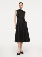 18MM Gambiered Canton Gauze Women Midi Dress With Belt GOELIA