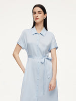 22MM Mulberry Silk Women Maxi Shirt Dress GOELIA