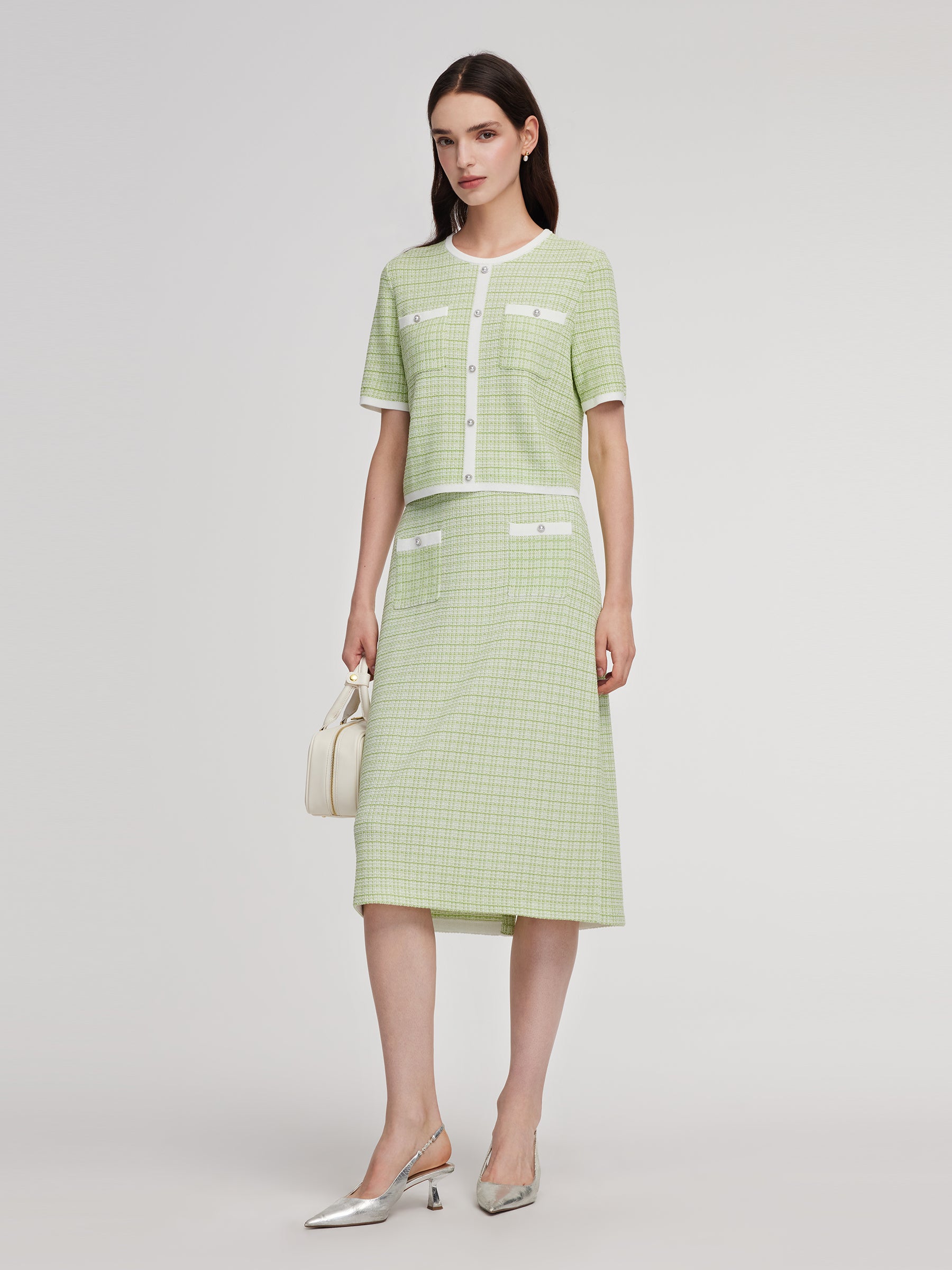 Lyocell Blend Knit Top And Column Skirt Two-Piece Set GOELIA