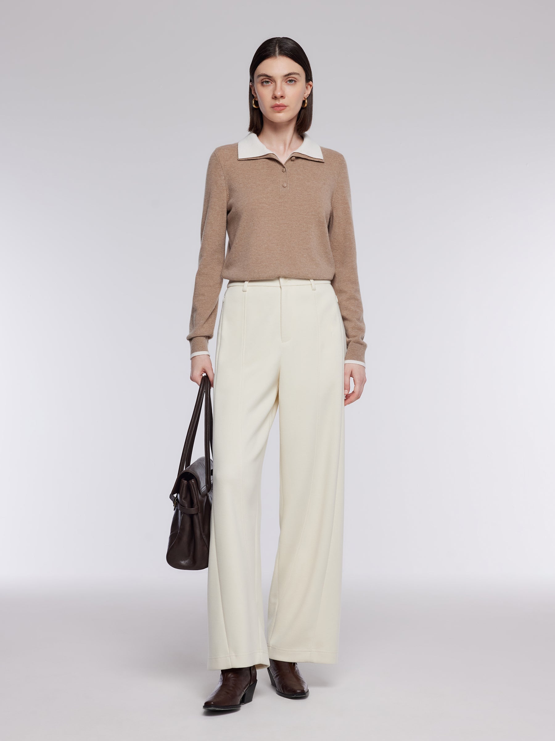 Knitted Stretch Curved Leg Women Pants GOELIA