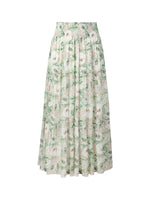 10MM Mulberry Silk Floral Print Women A-Line Skirt GOELIA