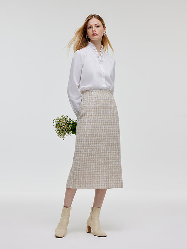 Washable Wool Crop Jacket And Half Skirt Two-piece Set