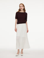 Lyocell Blend Ribbon Boat Neck Women Knit Top GOELIA