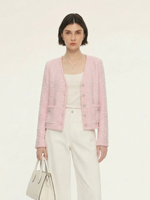 V-Neck Single-Breasted Women Textured Cardigan GOELIA