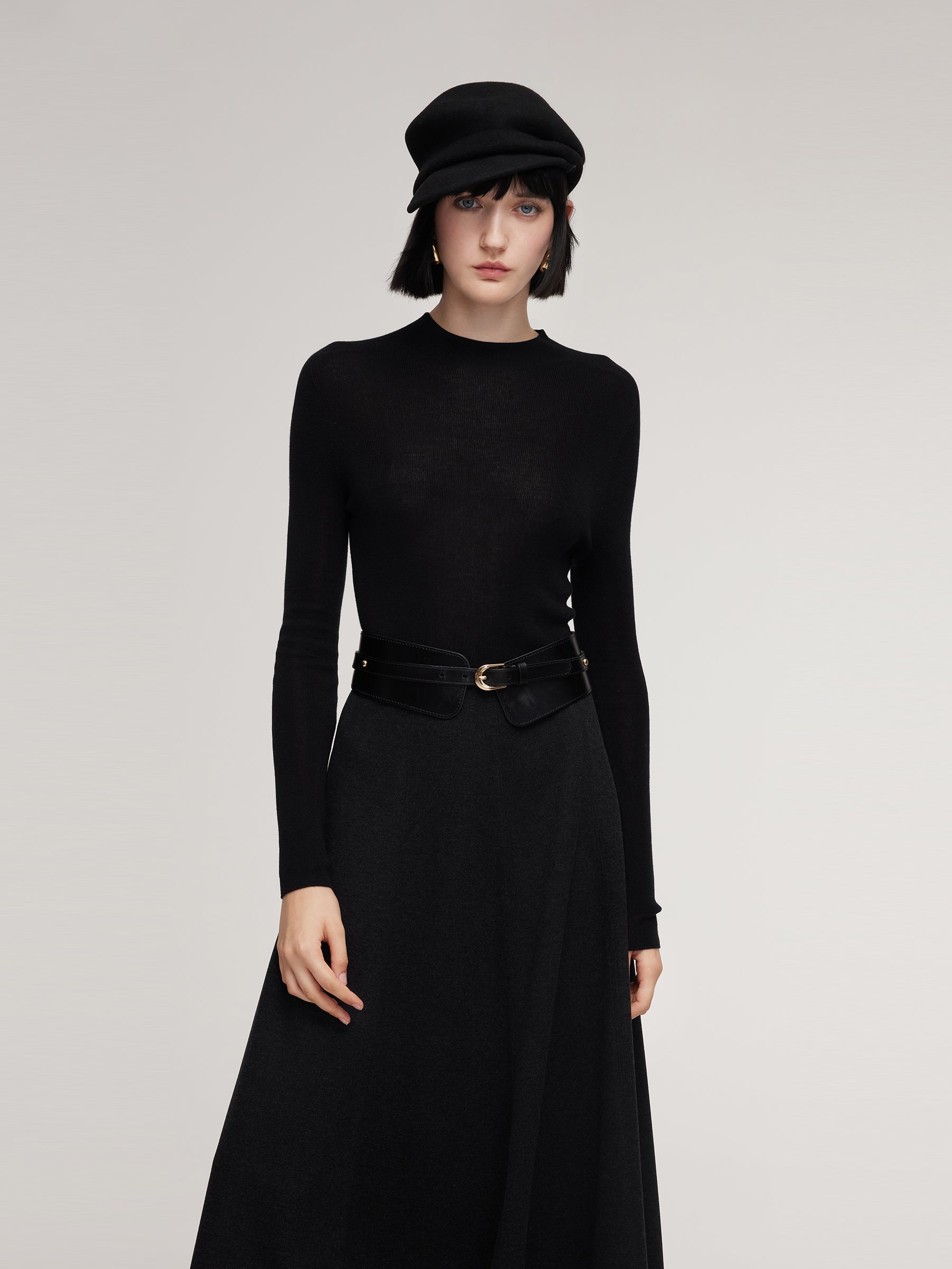 Cashmere Mulberry Silk Tencel Blend Women Knit Top GOELIA