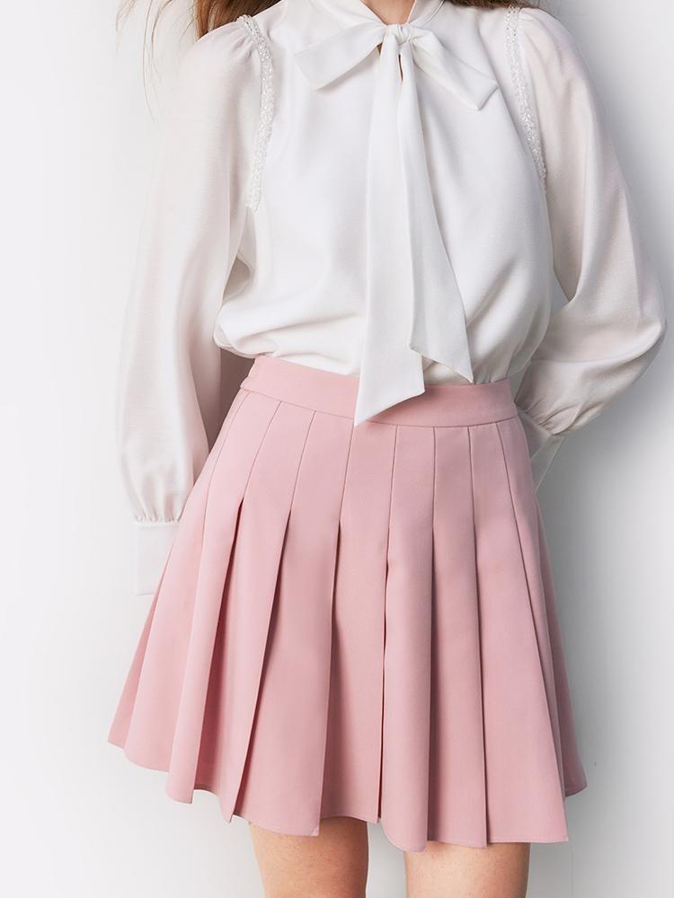 Pink Pleated Mini Skirt GOELIA