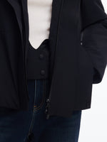 Gathered Waist Hooded Goose Down Jacket With Belt GOELIA