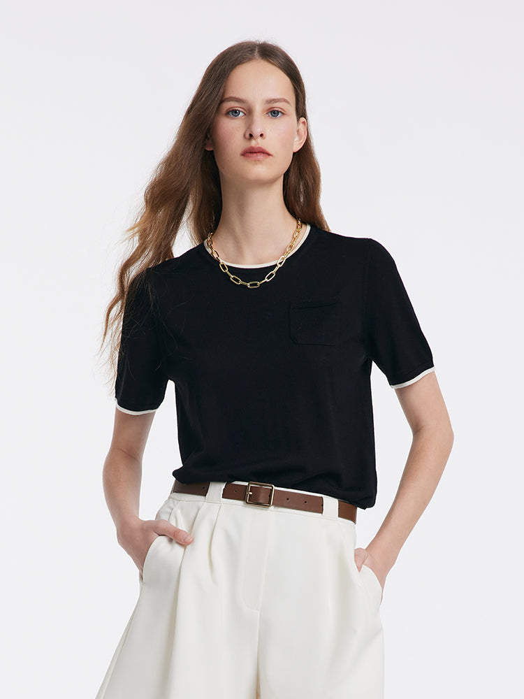 Pure Wool Short-Sleeved Pullover GOELIA