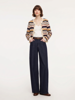 100% Cotton Multicolored Stripe Women Cardigan GOELIA