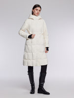 [Preview] Drawstring Waist Hooded Goose Down Overcoat GOELIA