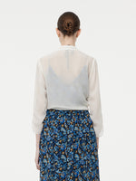 10MM Mulberry Silk 3/4 Sleeve Women Front Knot Shirt GOELIA