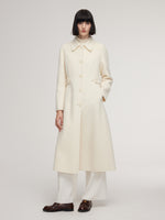 Cashmere Wool Blend Women Overcoat With Detachable Waist Tab GOELIA