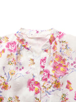 100% Linen Rose Print Women Maxi Dress With Belt GOELIA