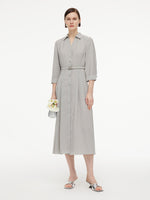 [Preview] Triacetate Blend Women Belted Maxi Shirt Dress GOELIA