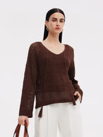 Linen Blend Openwork Pullover And Knit Tank Two-Piece Set GOELIA
