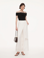 Lyocell Acetate Linen Blend Tie Front Women Pants GOELIA