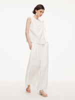 100% Linen Front Knot Tank Top And Pants Two-Piece Set GOELIA