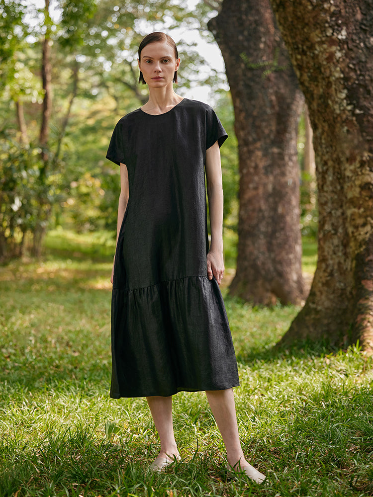 16 Momme Xiang Yun Silk Women Midi Dress GOELIA