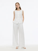 100% Linen Vest And Pants Two-Piece Set GOELIA
