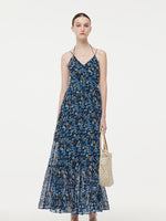 10MM Mulberry Silk Halterneck Slip Maxi Dress With Detachable Chest Pads GOELIA