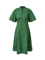 Gathered Waist Puff Sleeve Women Midi Dress GOELIA