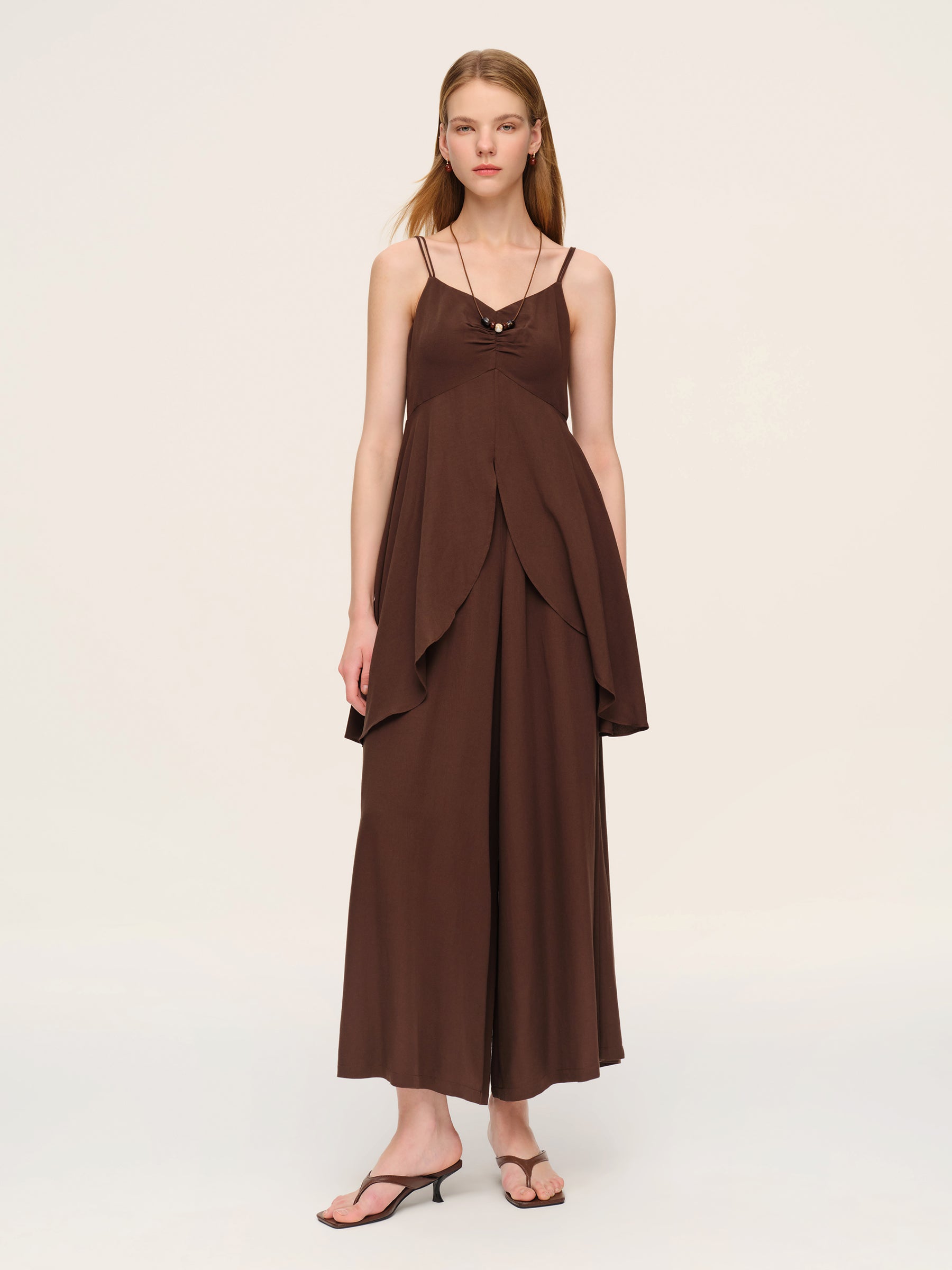Linen Blend Camisole And Culottes Two-Piece Set GOELIA