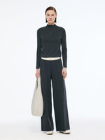 Cashmere Blend Mock Layered Knit Top And Pants Two-Piece Set GOELIA