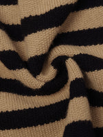 Button Up Woolen Striped Lady Cardigan GOELIA