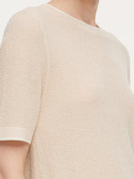 Triacetate Tencel Blend Contrast Trim Women Knit Top GOELIA