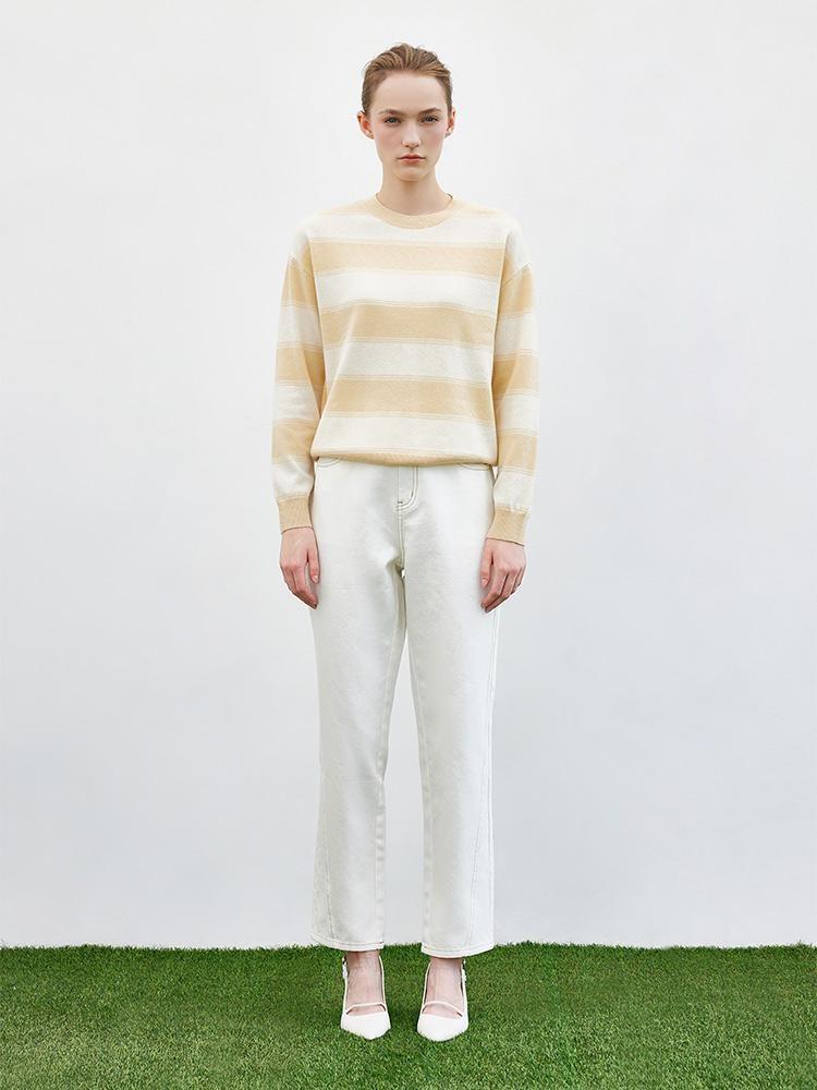Color Block Striped Woolen Sweater GOELIA